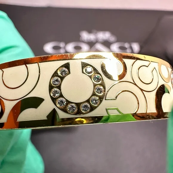 Coach Gold and White Signature Bangle - Picture 4 of 9